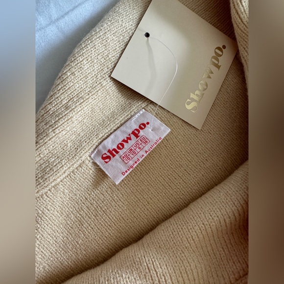 Showpo Sand Yellow Knit Off-The-Shoulder Cut-out Midi Dress - Picture 5 of 5